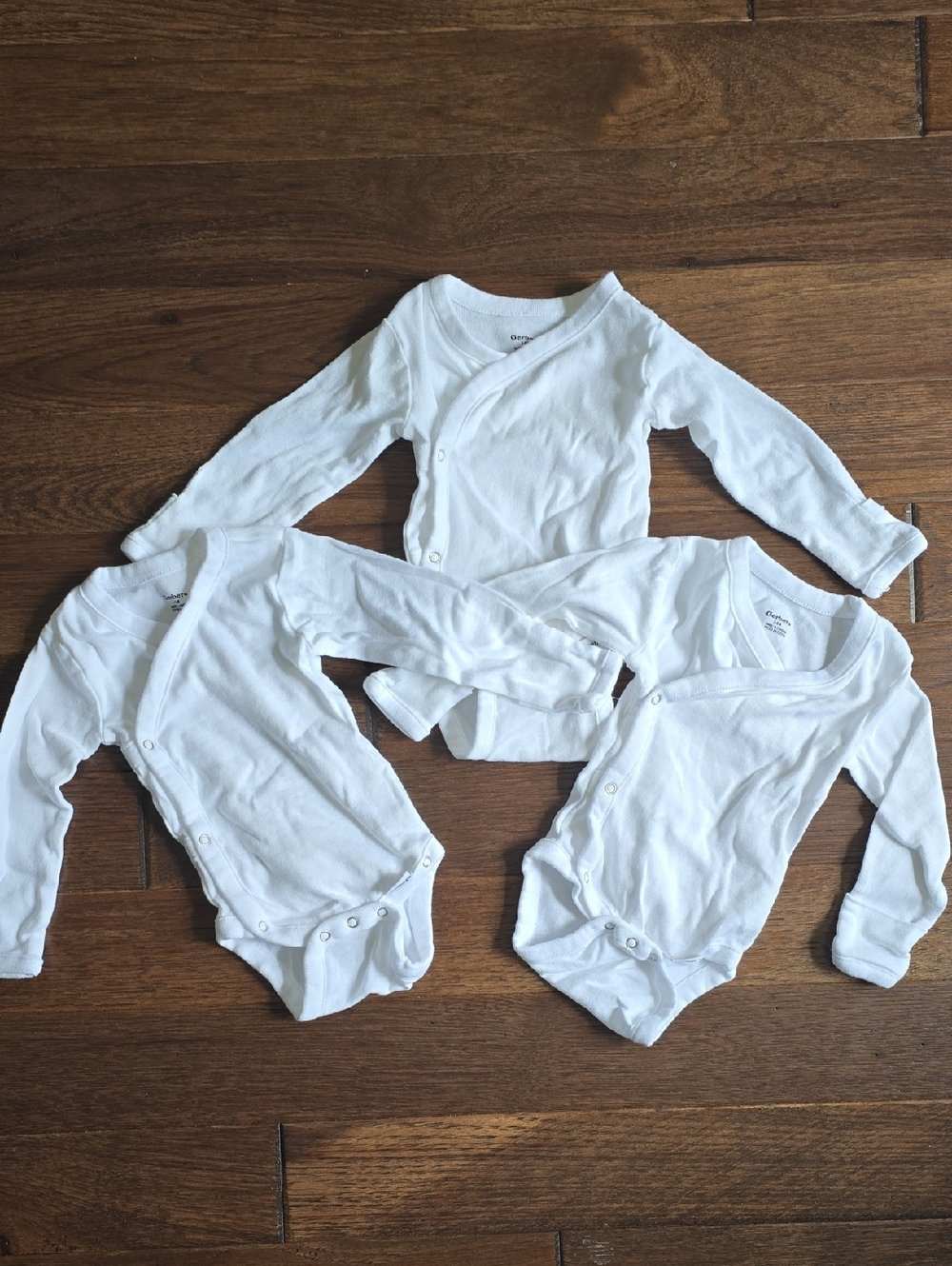 Gerber White Long-Sleeve Baby One-Piece Bodysuit - 3 Pack